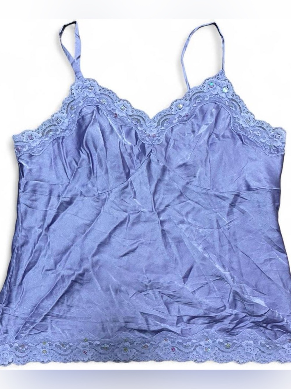 Bay Studio Lavender Silk Blend Lace Trim Y2K Cami Tank Top Petite Large PL